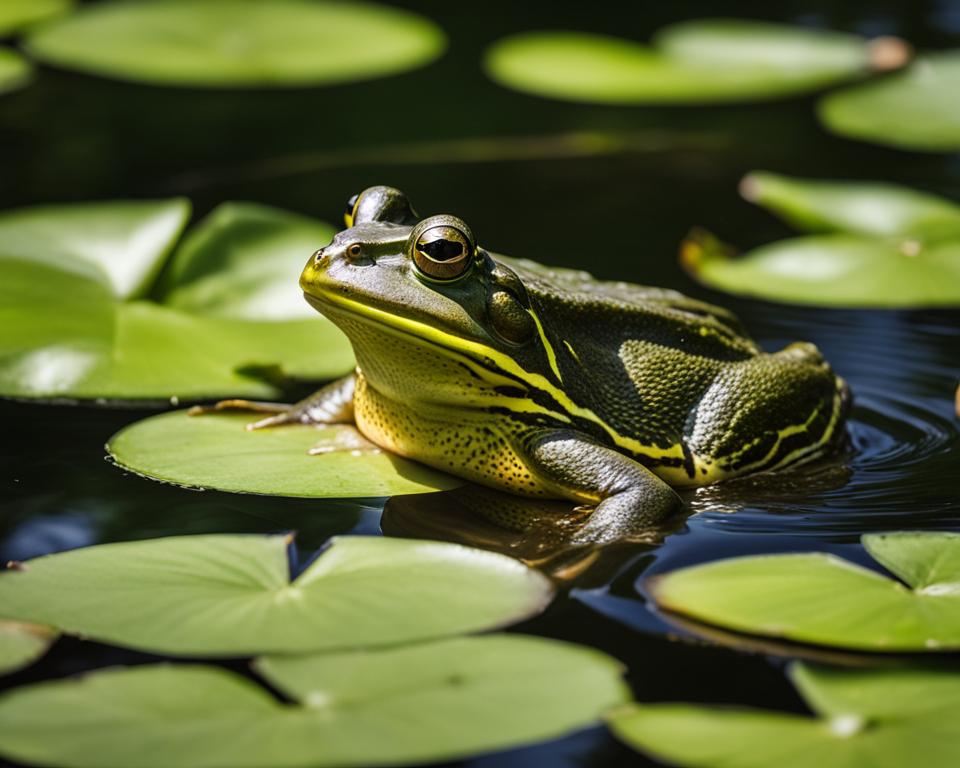 American bullfrog in its natural habitat
